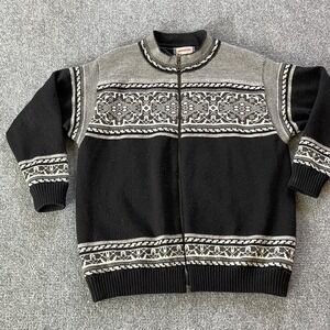 Norwear Sweater Women Medium Cardigan Full Zip Fair Isle Wool Jacket Iceland